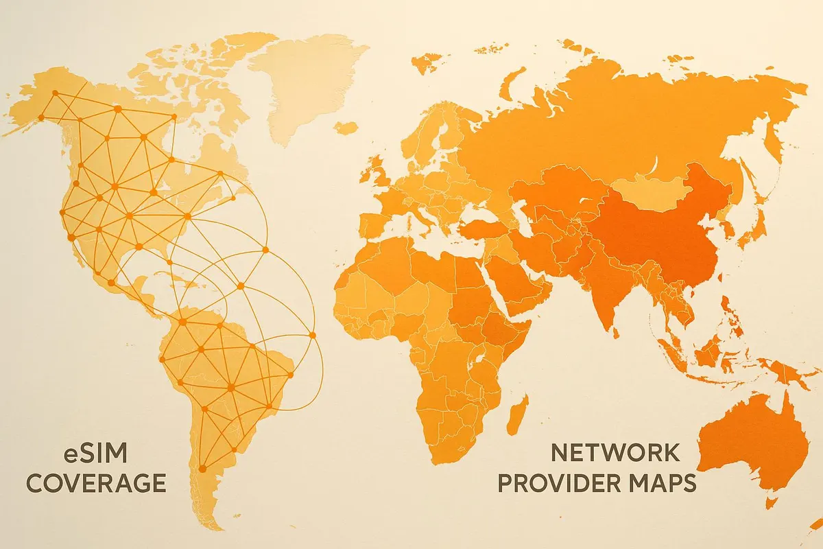 eSIM coverage map used to choose the best MobiMatter plan for a destination