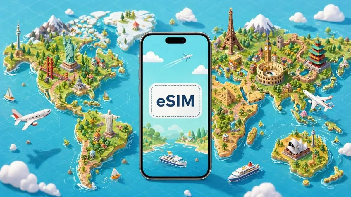 Traveller using a MobiMatter travel eSIM to stay connected abroad